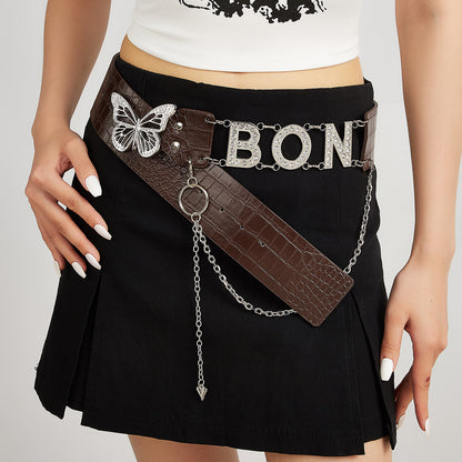 Retro Butterfly Buckle Belt