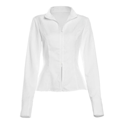 Slim Suits V-neck ZIpper Long-sleeved Top And Mini Skirt Ins Fashion
