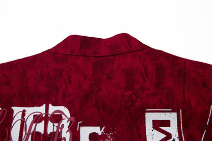 Letter Print Loose Stand-up Collar Jacket