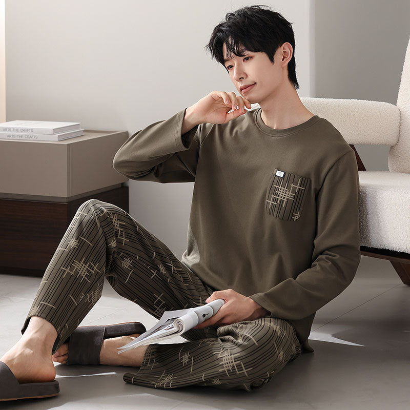 New Cotton Long Sleeve Full Cotton Casual Pajamas