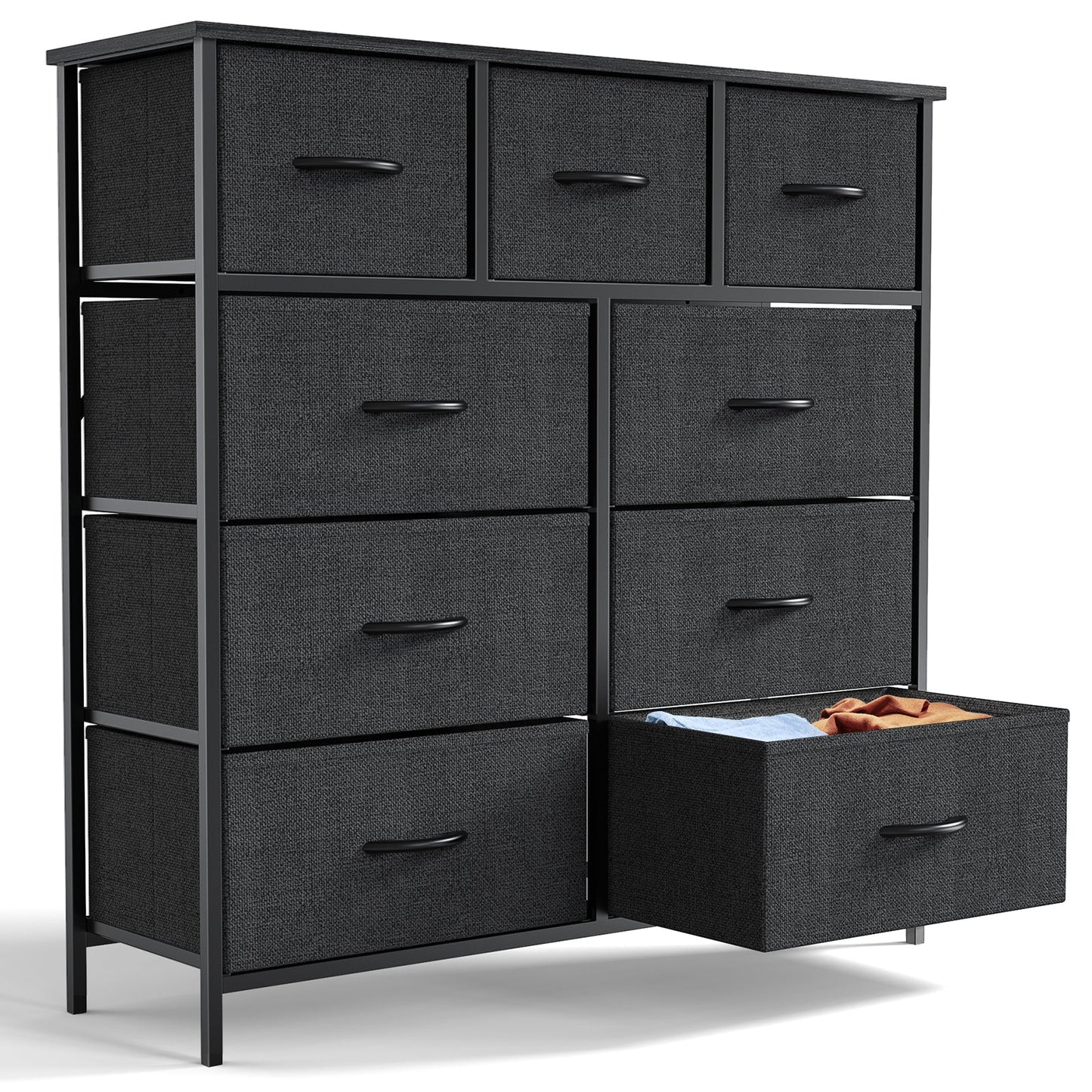 Sweetcrispy 9 Tall Fabric Clothes Cabinet Storage Organizers and Wood