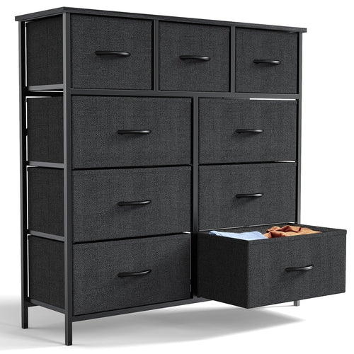 Sweetcrispy 9 Tall Fabric Clothes Cabinet Storage Organizers and Wood