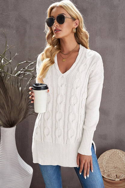 White Oversized Cozy up Knit Sweater
