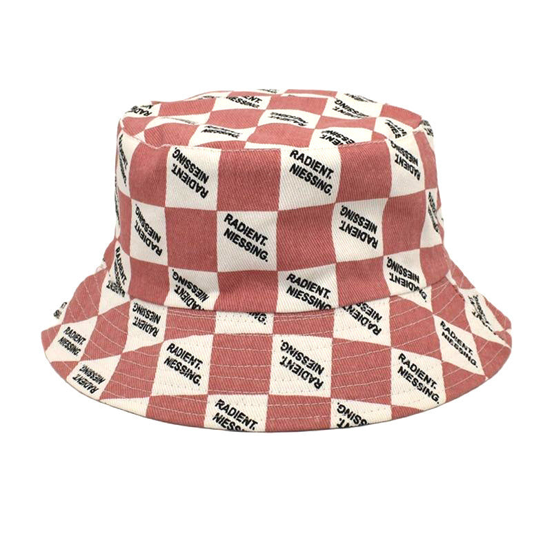 Letter Plaid Bucket Hat Fashion Double-sided Wear Bucket Hat