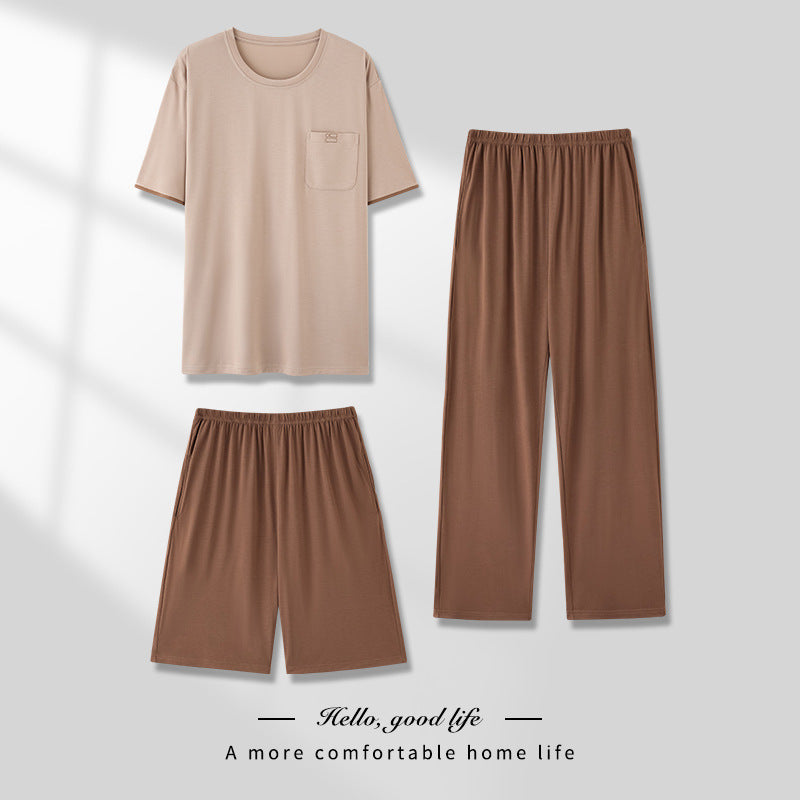 Men's Pajamas Thin Three-piece Home Wear