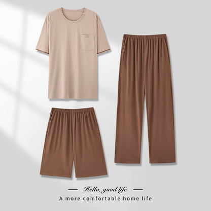 Men's Pajamas Thin Three-piece Home Wear