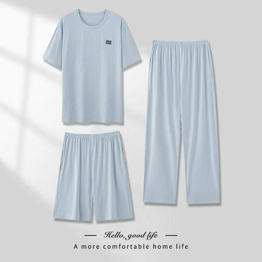 Men's Pajamas Thin Three-piece Home Wear