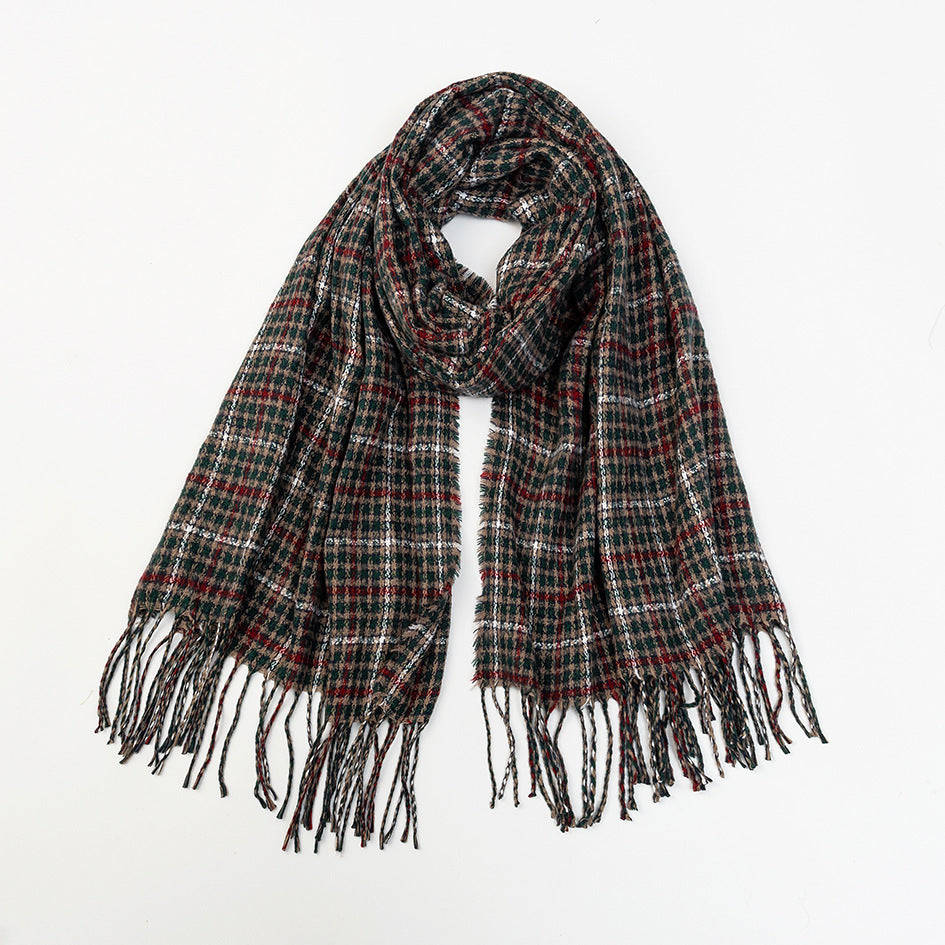 Plaid Tassel Scarf