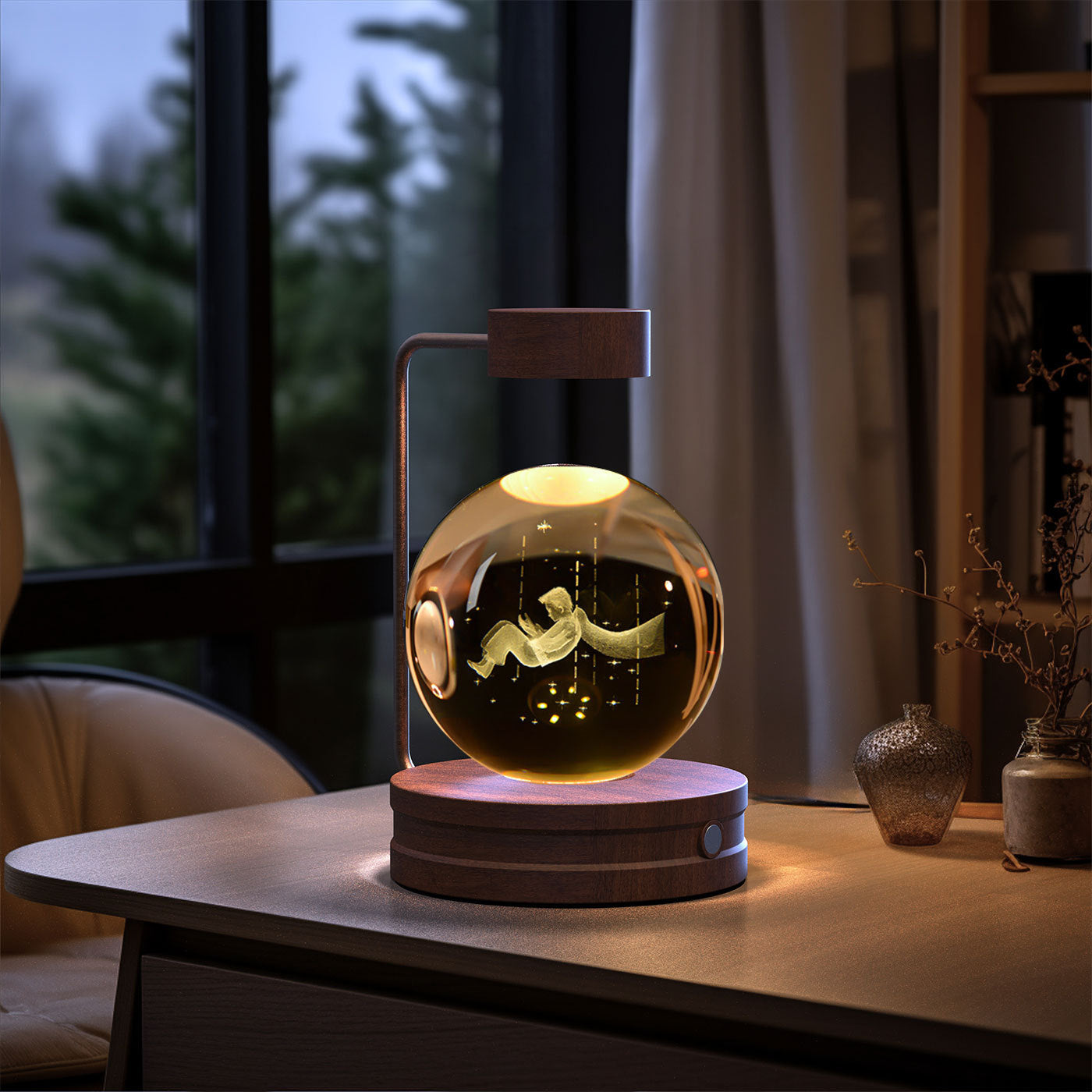 Crystal Ball Cosmic Indoor Night Light USB Power  Bedside Light