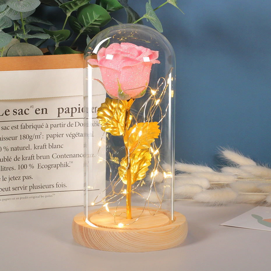 Rose Flowers LED Light In Glass