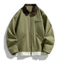 American Retro Workwear Autumn Loose Contrast Color Lapels Couple Jacket