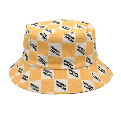 Letter Plaid Bucket Hat Fashion Double-sided Wear Bucket Hat