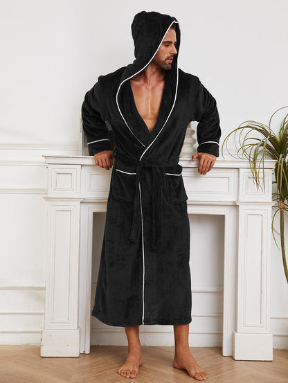 Fashion Men's Flannel Bathrobe Pajamas
