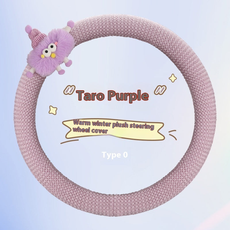 Car Plush Cartoon Steering Wheel Warm Short Plush Grip Cover
