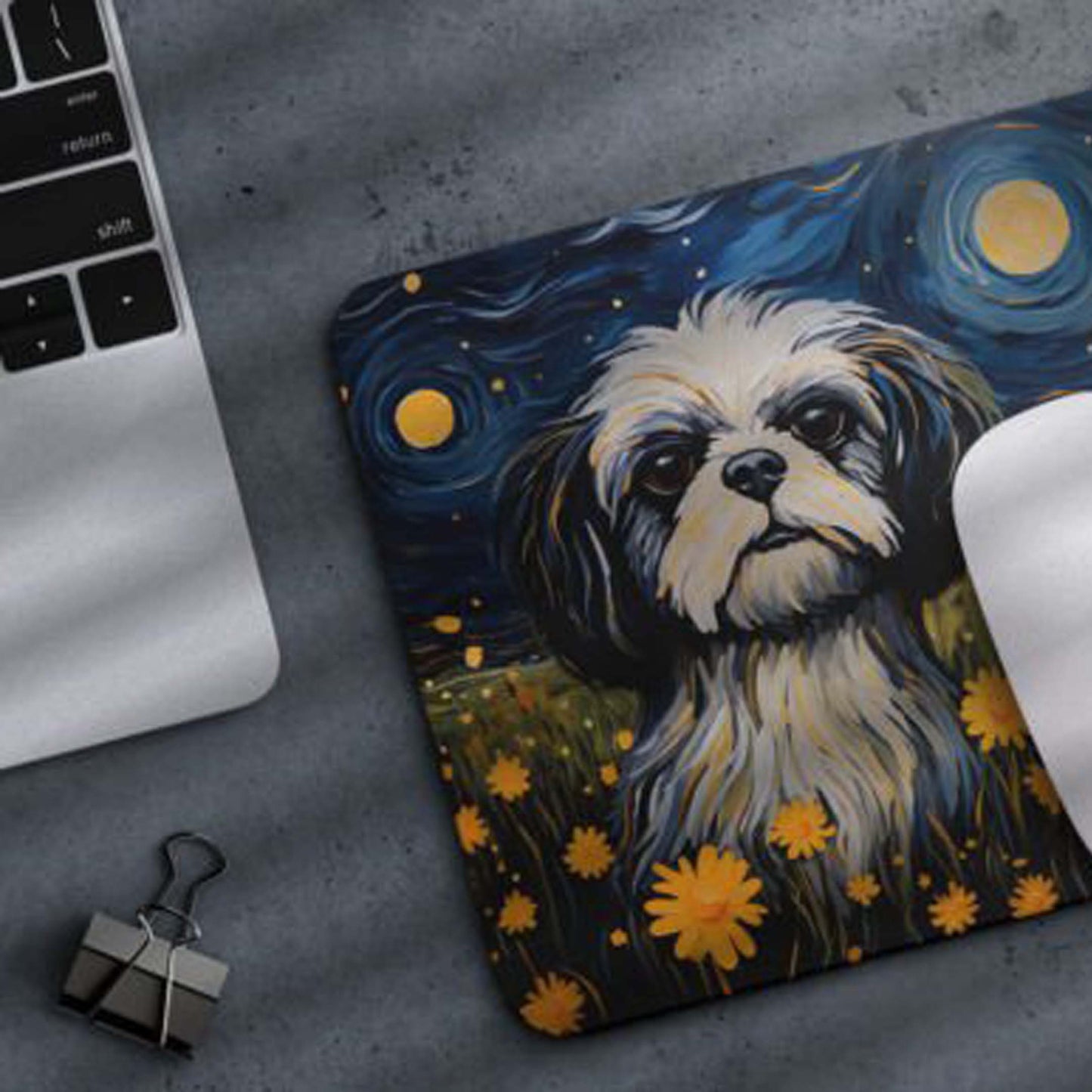 Starry Night Dog Shih-Tzu Non-Slip Computer Mousepad