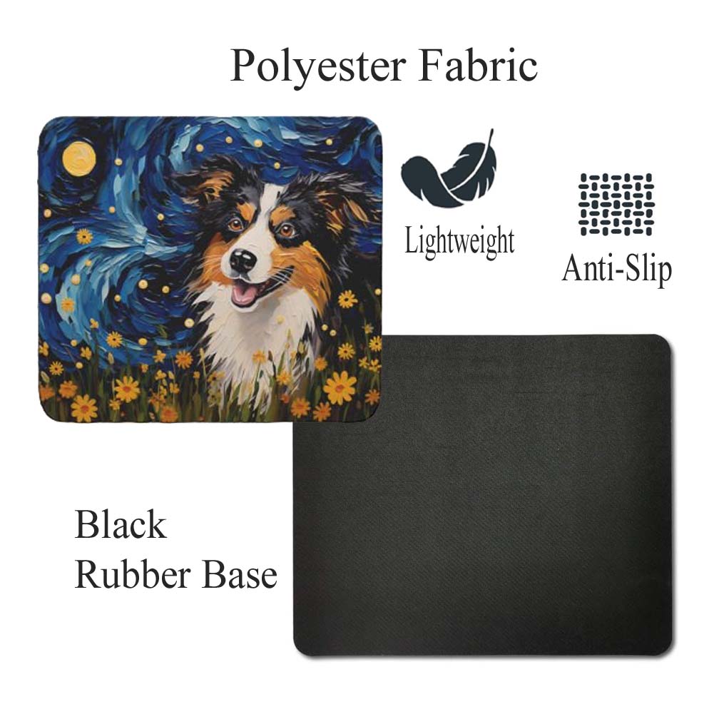 Starry Night Dog Australian Shepherd Non-Slip Mousepad