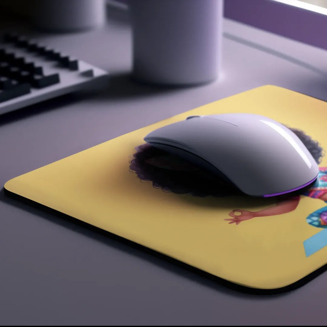 Afro Girl Yoga Pose Non-Slip Computer Mousepad Mouse Pad