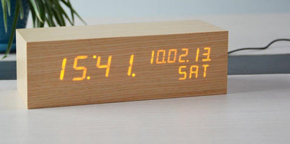 Classic Rectangle Wood LED Clock