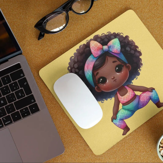 Afro Girl Yoga Pose Non-Slip Computer Mousepad Mouse Pad