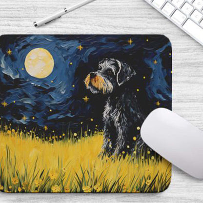 Starry Night Dog Miniature-Schnauzer Non-Slip Computer Mousepad