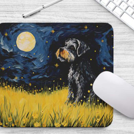 Starry Night Dog Miniature-Schnauzer Non-Slip Computer Mousepad
