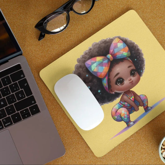 Afro Girl Yoga Pose Non-Slip Computer Mousepad Mouse Pad