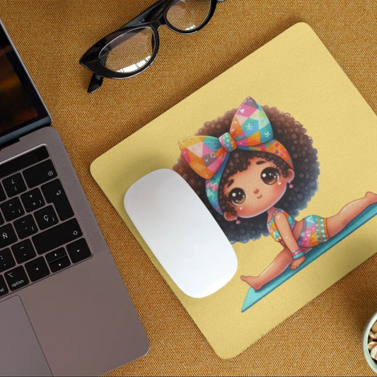 Afro Girl Yoga Pose Non-Slip Computer Mousepad Mouse Pad