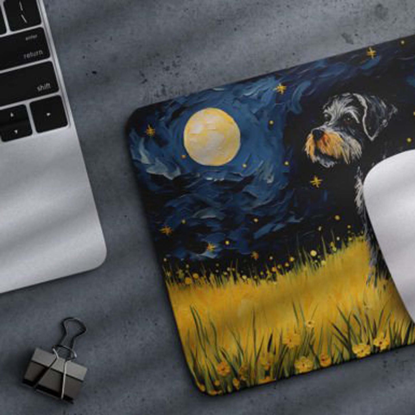 Starry Night Dog Miniature-Schnauzer Non-Slip Computer Mousepad
