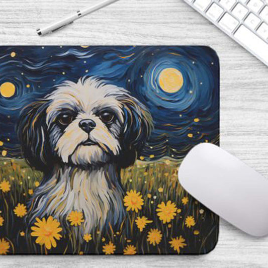 Starry Night Dog Shih-Tzu Non-Slip Computer Mousepad