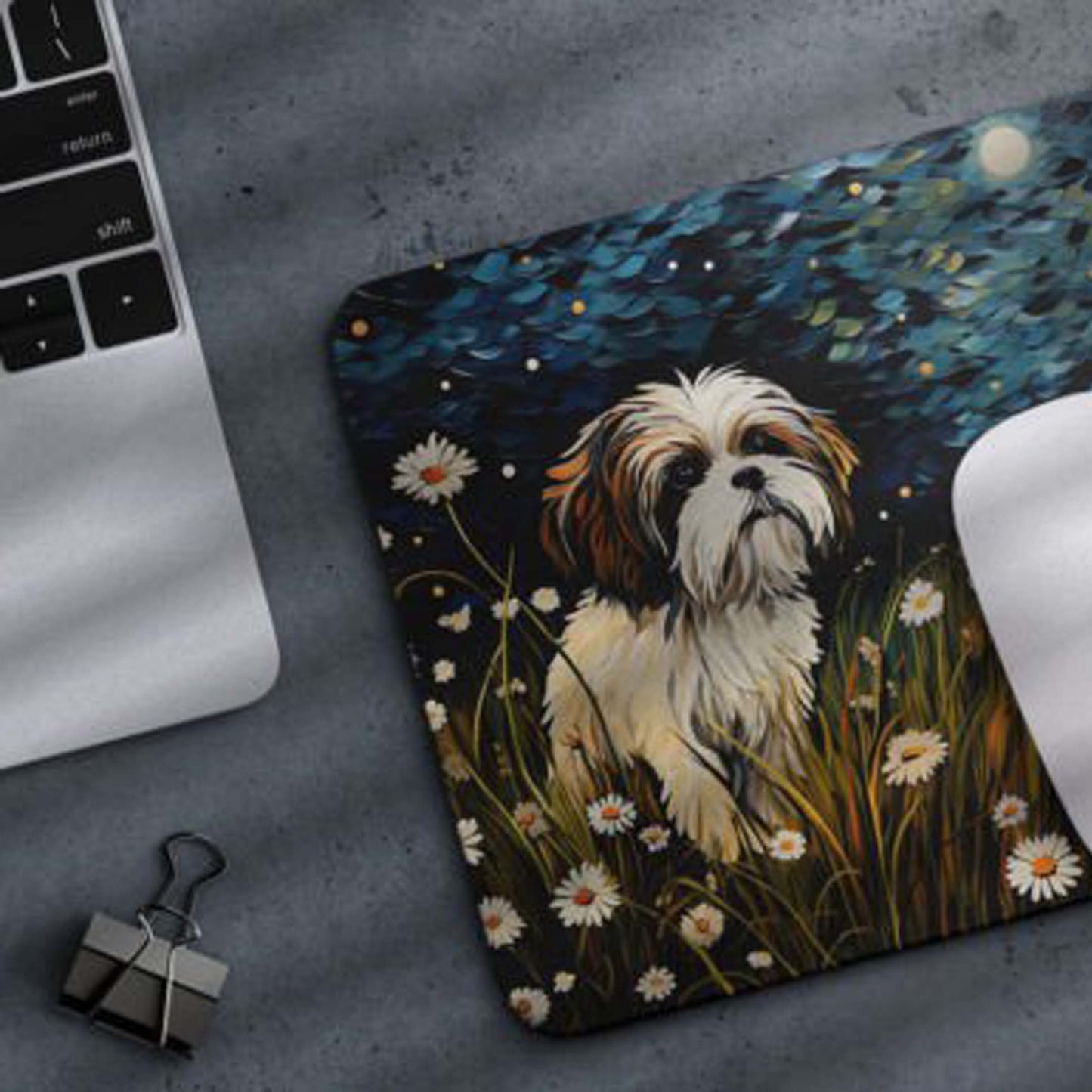Starry Night Dog Shih-Tzu Non-Slip Computer Mousepad