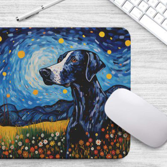 Starry Night Dog Great Dane Non-Slip Computer Mousepad