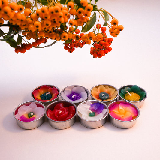 8 Assorted Tropical Flower Scented Tealights