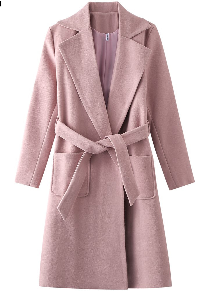 belted Women's wool coat