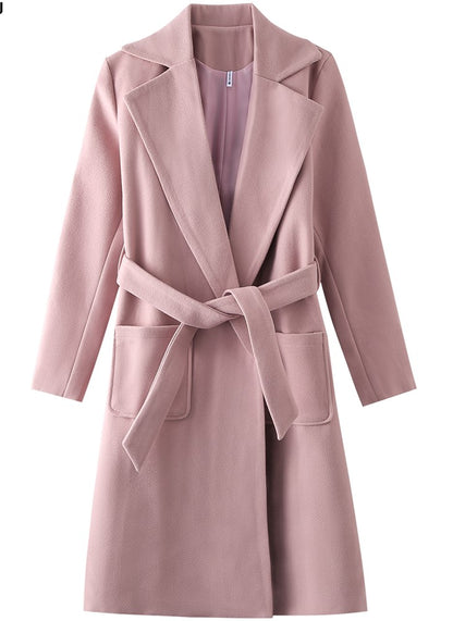belted Women's wool coat