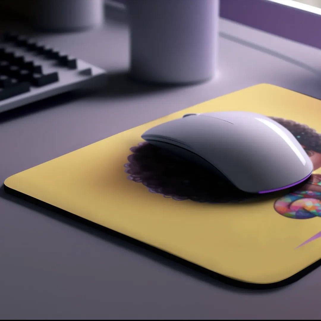 Afro Girl Yoga Pose Non-Slip Computer Mousepad Mouse Pad