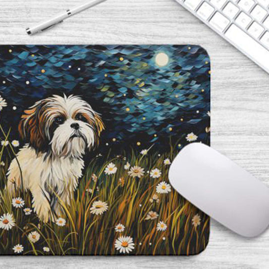 Starry Night Dog Shih-Tzu Non-Slip Computer Mousepad