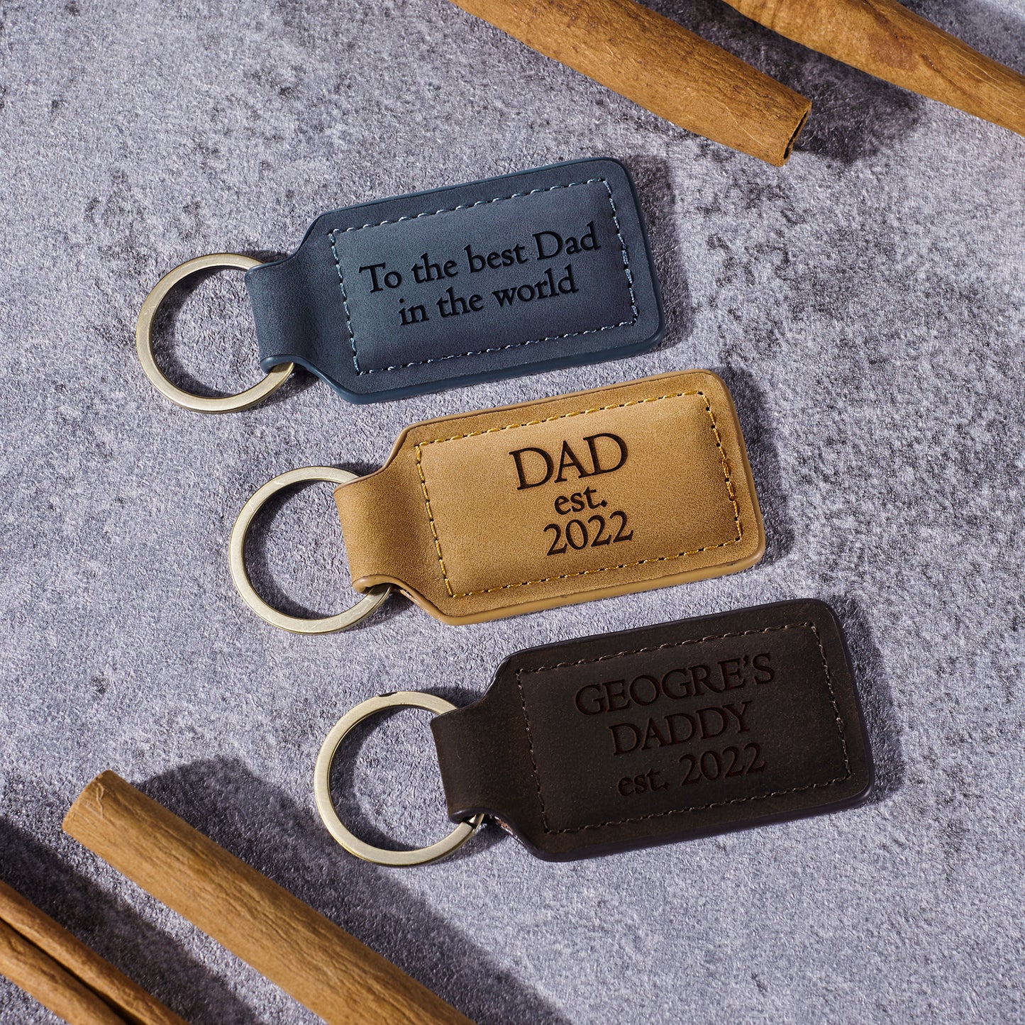 Dad EST Leather Keychain, First Time Dad Gifts