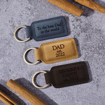 Dad EST Leather Keychain, First Time Dad Gifts