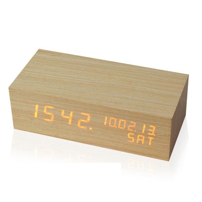 Classic Rectangle Wood LED Clock