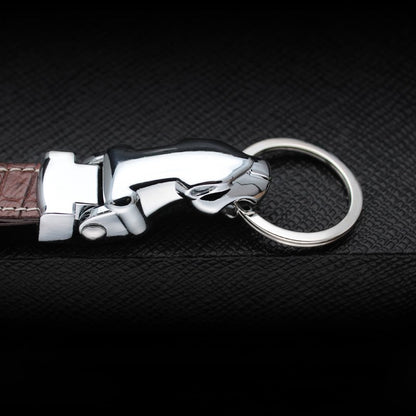 Genuine Crocodile Skin Leopard Head Keychain