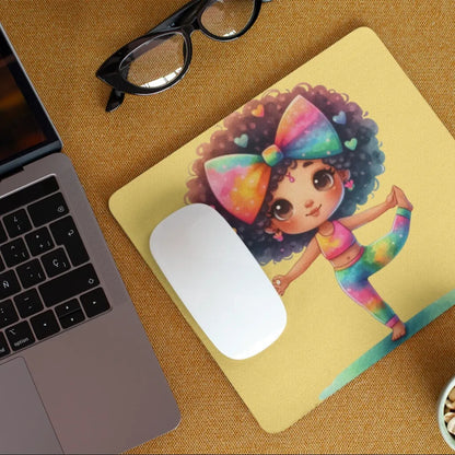 Afro Girl Yoga Pose Non-Slip Computer Mousepad Mouse Pad