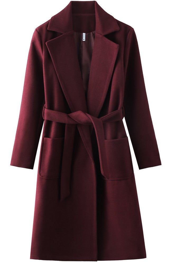 belted Women's wool coat