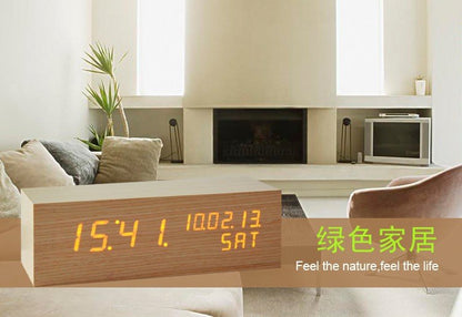 Classic Rectangle Wood LED Clock