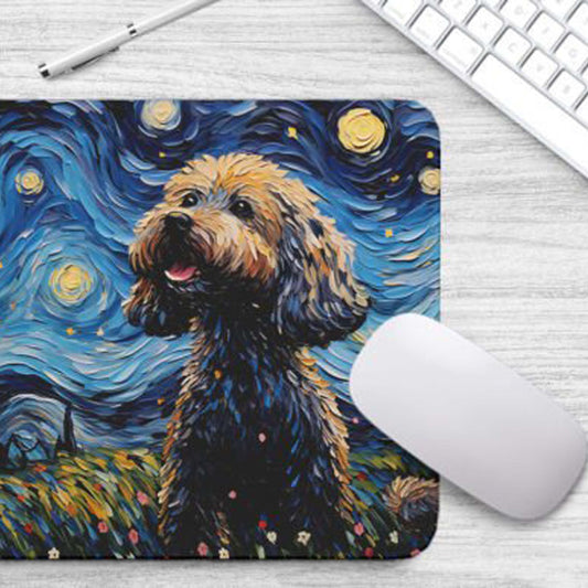 Starry Night Dog Poodle Non-Slip Computer Mousepad