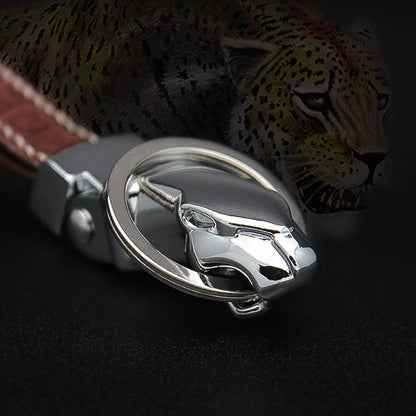 Genuine Crocodile Skin Leopard Head Keychain