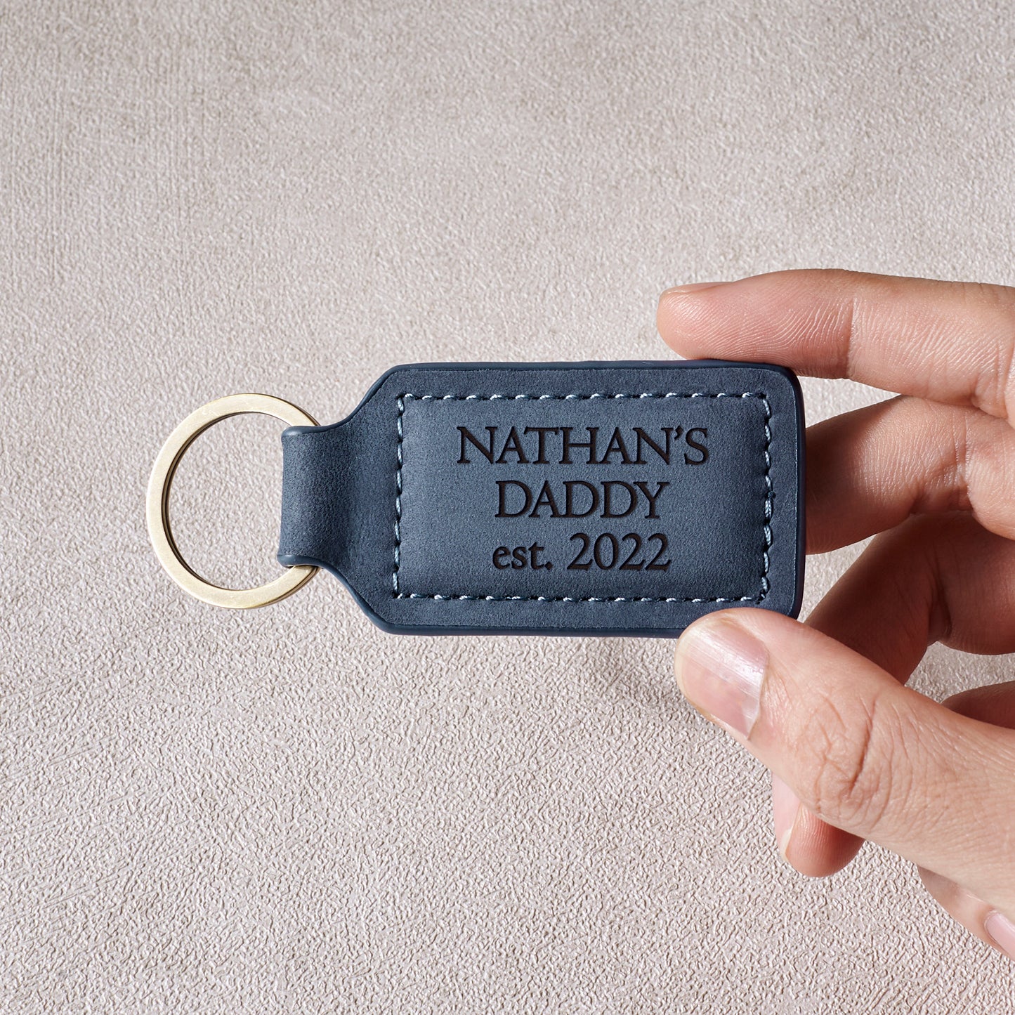 Dad EST Leather Keychain, First Time Dad Gifts