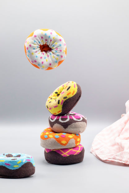 Women's Donut Socks Gift Box Colorful & Soft Cotton Crew Socks 6 pack
