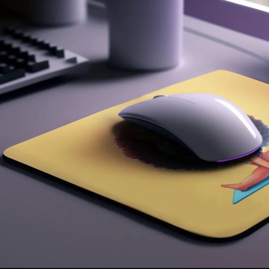 Afro Girl Yoga Pose Non-Slip Computer Mousepad Mouse Pad