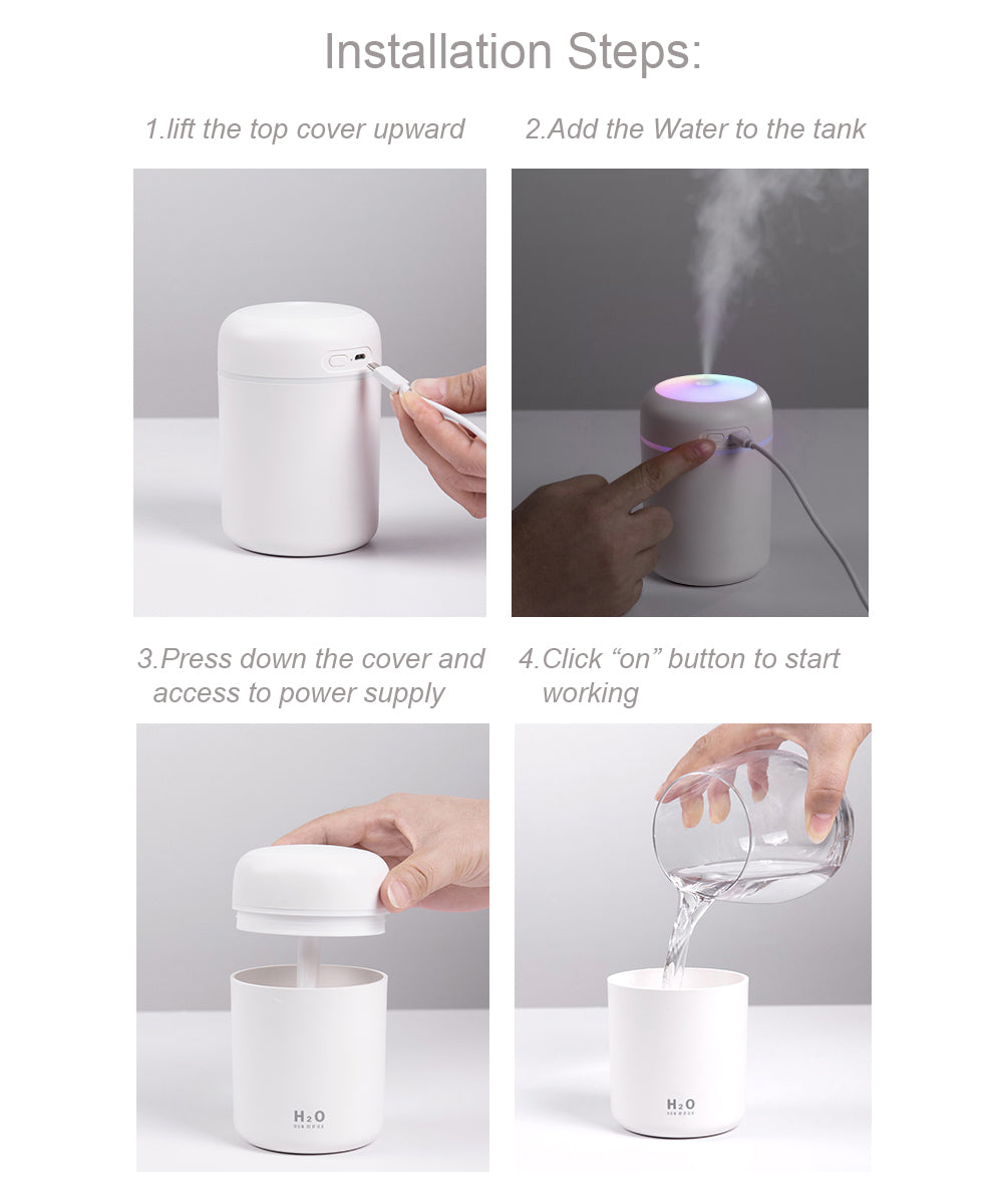 Portable Air Humidifier Mist Sprayer with Colorful Night Light