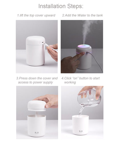 Portable Air Humidifier Mist Sprayer with Colorful Night Light